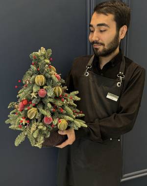 Living Christmas tree 50 cm with toys - flowers delivery Dubai