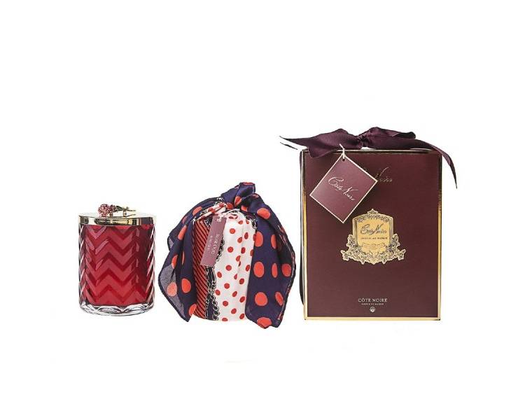 Scented candle Red with scarf GOLD, 450 g