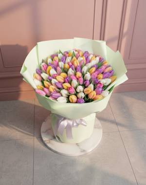 Bouquet of 101 Mixed Tulips - flowers delivery Dubai