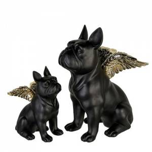 Statuette Bulldog black with wings 25 cm - flowers delivery Dubai