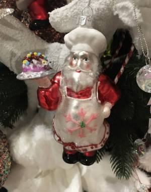 Christmas toy glass Santa chef, red/white, 15 cm - flowers delivery Dubai