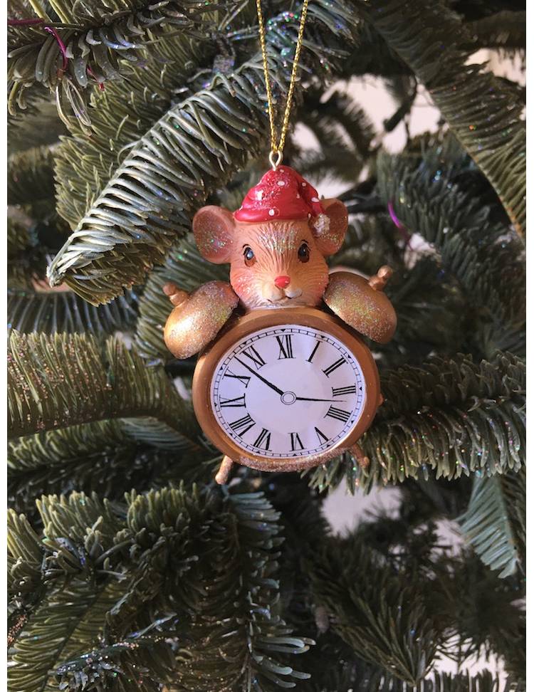 Christmas tree decoration "Mouse with alarm clock"