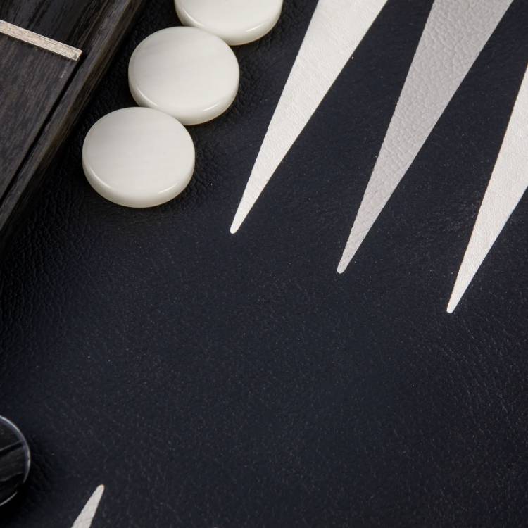 Backgammon Handmade Classic Black Inlaid Leatherette  with Sideracks 48x30cm