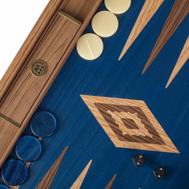 Backgammon Handmade American Blue Walnut Inlaid  with Walnut & Oak points with Side racks 48x30cm
