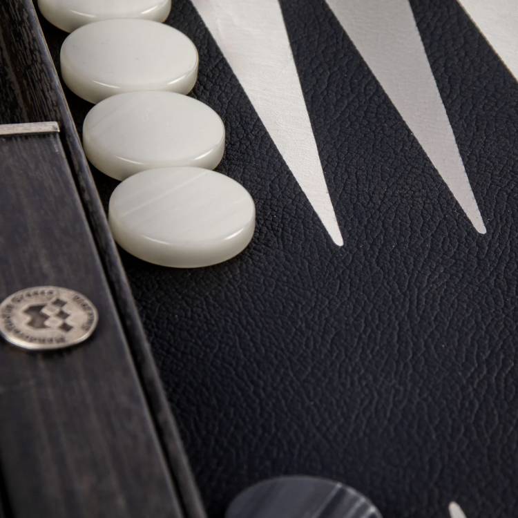Backgammon Handmade Classic Black Inlaid Leatherette  with Sideracks 48x30cm