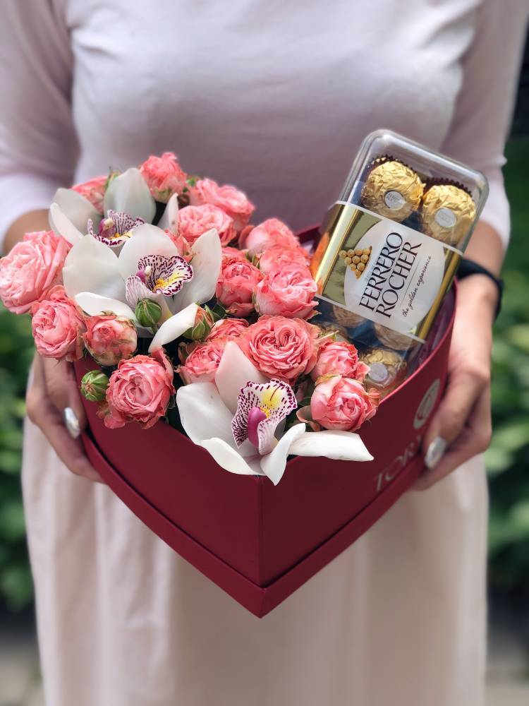 Heart-Shaped Box with Sweets "For Beloved"