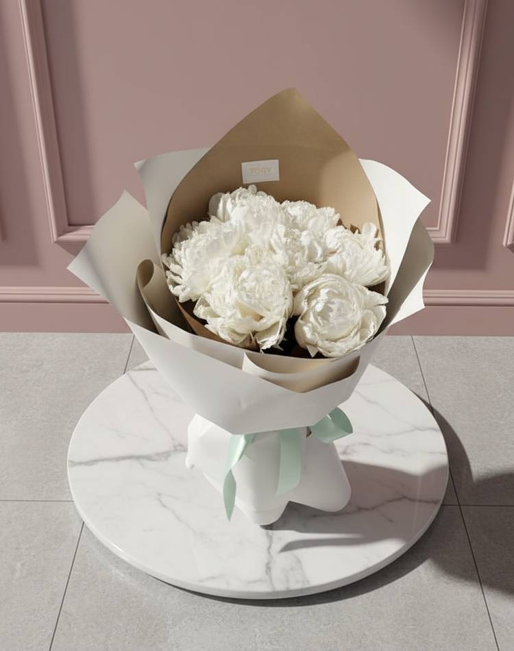 Bouquet of 7 white peonies