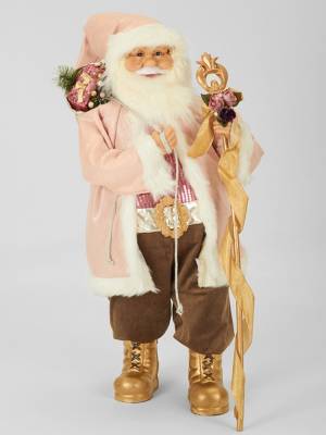 Santa stands in a pink fur coat -81.5x36.5x28.5cm - flowers delivery Dubai
