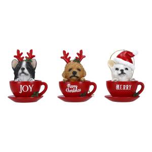 Ornaments dog in cup assorted 7,6x7,6x10,2cm - flowers delivery Dubai