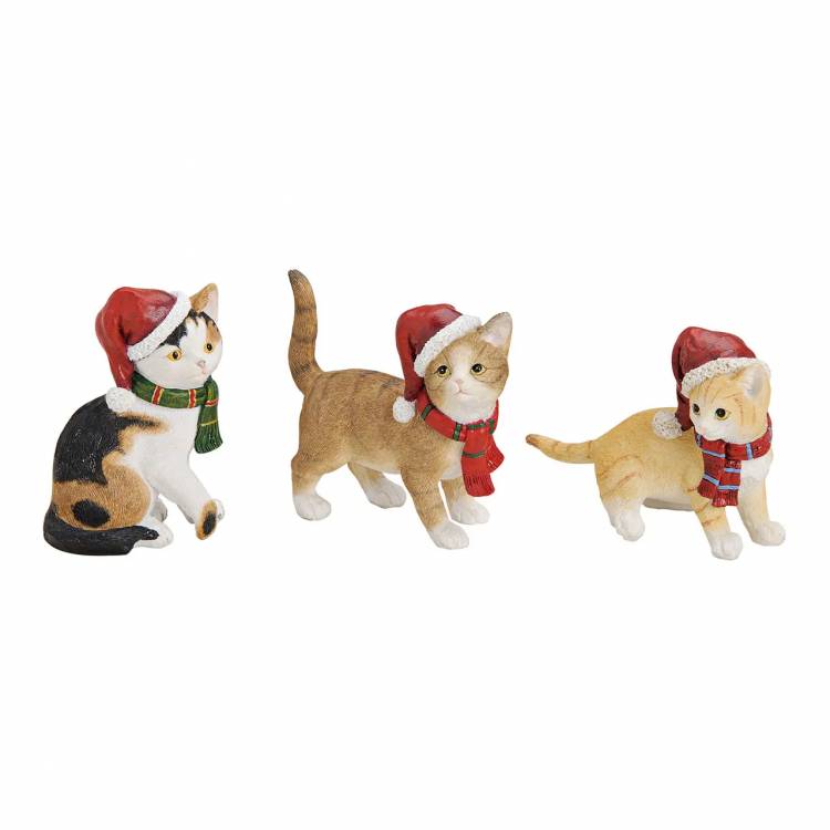 Cats w.x-mas hat poly in assortment