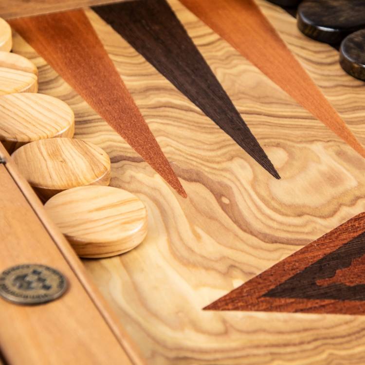 Handmade backgammon made from olive wood