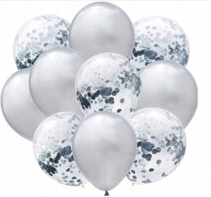 Set of Silver Confetti Balloons - flowers delivery Dubai