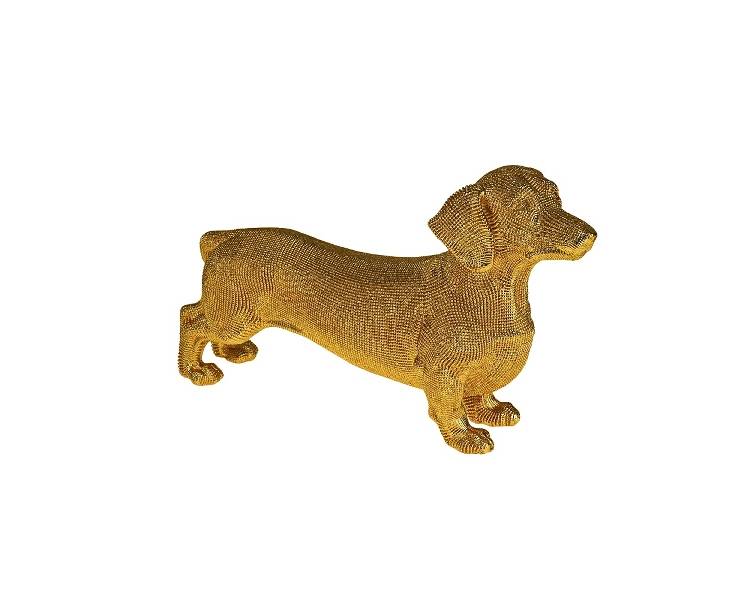 Dachshund figure w. rhinestones, gold