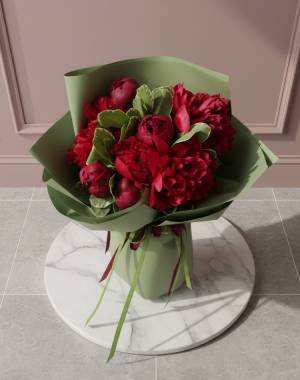 Bouquet of 9 burgundy peonies - flowers delivery Dubai