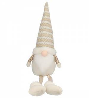 Gnome hanging legs Gold/White - flowers delivery Dubai