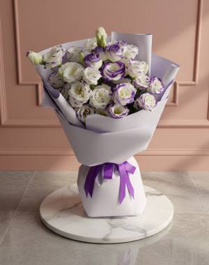 Bouquet of 7 white-violet eustomes - flowers delivery Dubai