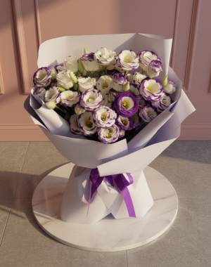 Bouquet of 9 white-violet eustomas - flowers delivery Dubai