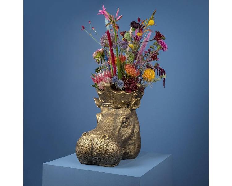 Hippo planter head Patty, gold