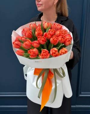 A bouquet of 35 orange peony tulips - flowers delivery Dubai