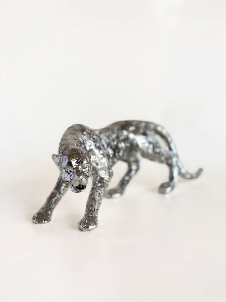 Statuette Leopard silver