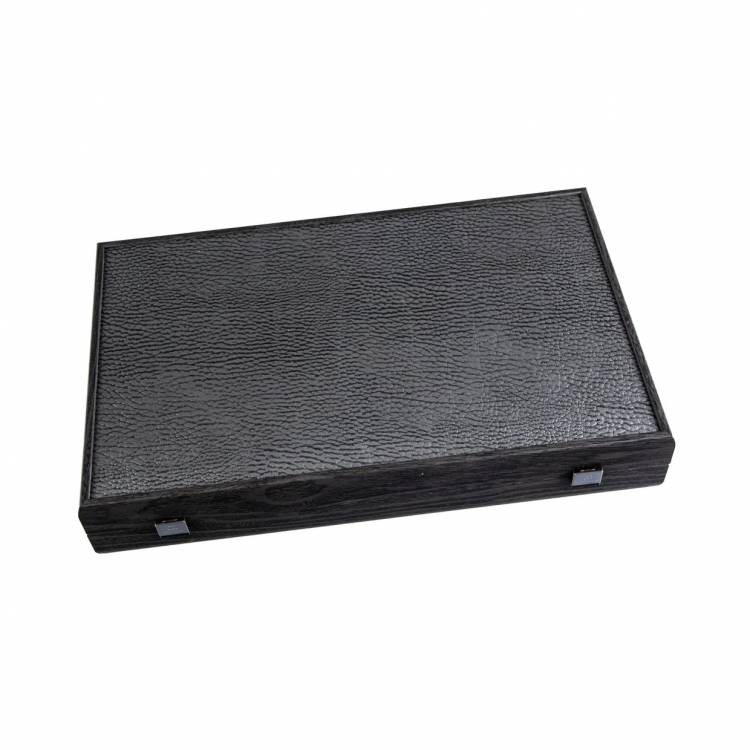 Backgammon Handmade Classic Black Inlaid Leatherette  with Sideracks 48x30cm