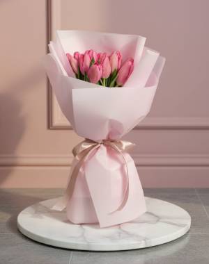 Bouquet of 15 Pink Tulips - flowers delivery Dubai