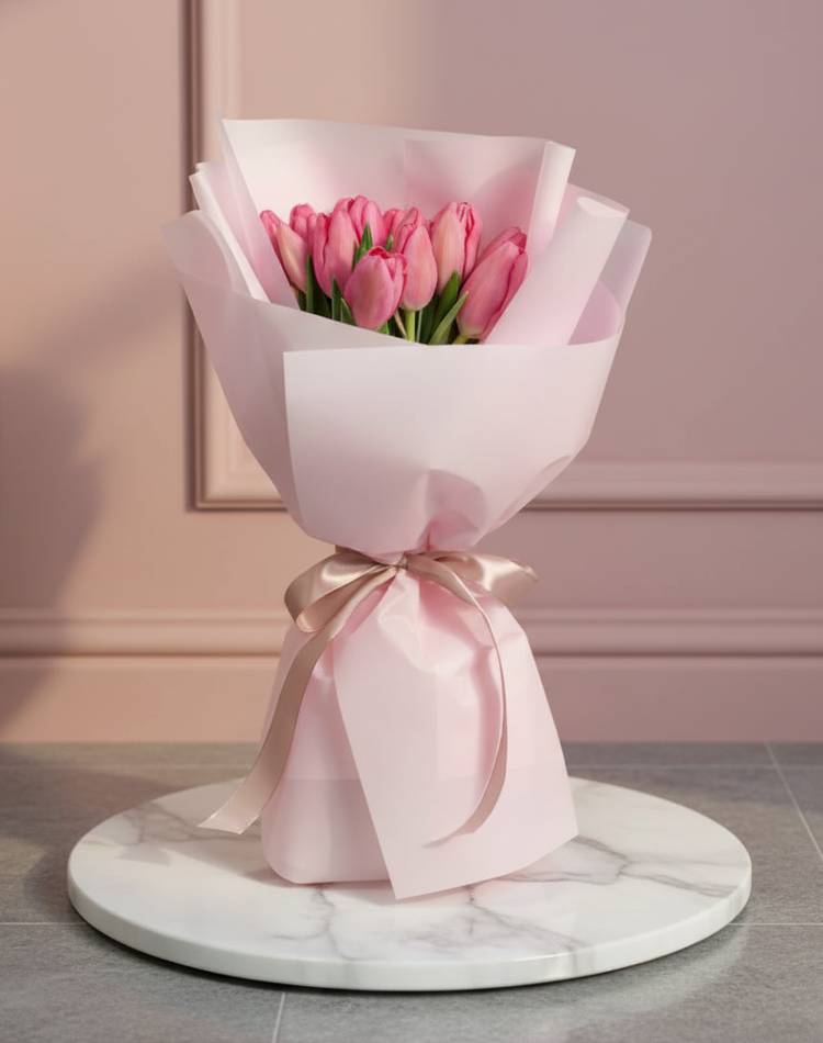 Bouquet of 15 Pink Tulips