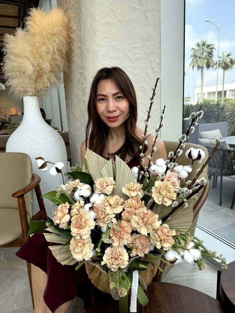 Flowers in a velvet bag 