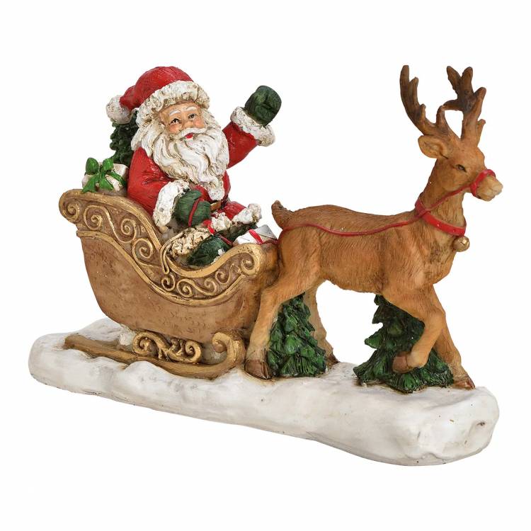 Santa on sled, poly, 20x13x7cm