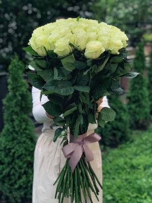 Bouquet of 51 imported white roses (80 cm) - flowers delivery Dubai