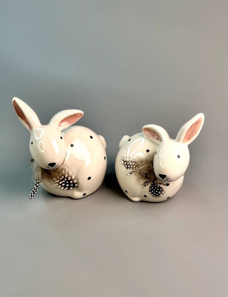 Bunny with feathers ceramic 12*14*9 cm