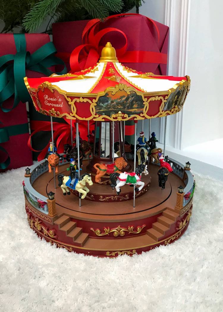 Carousel animated, LED- Red/gold