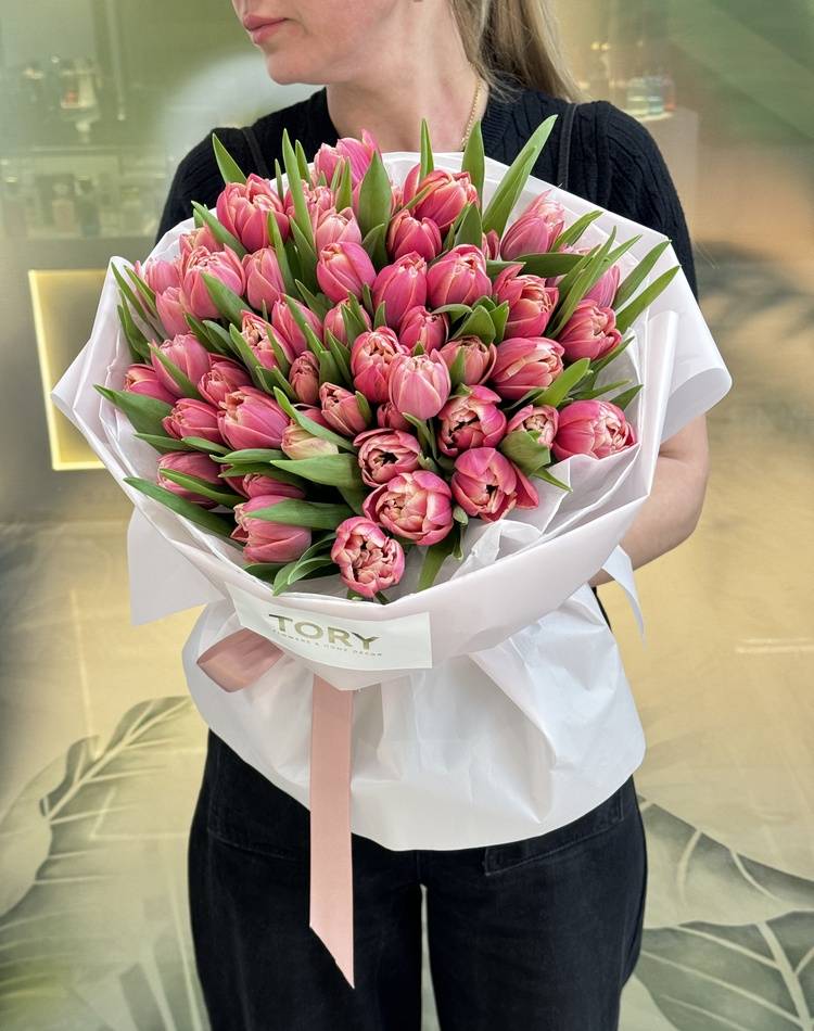 bouquet of 51 pink peony tulips