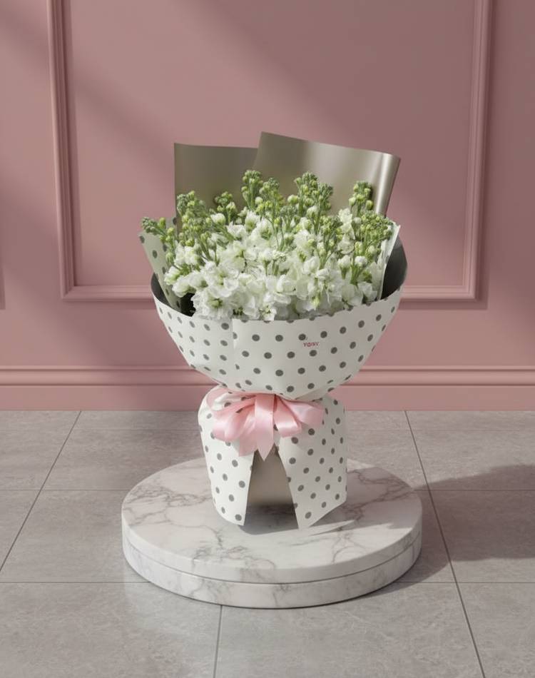 bouquet of 15 white matiols