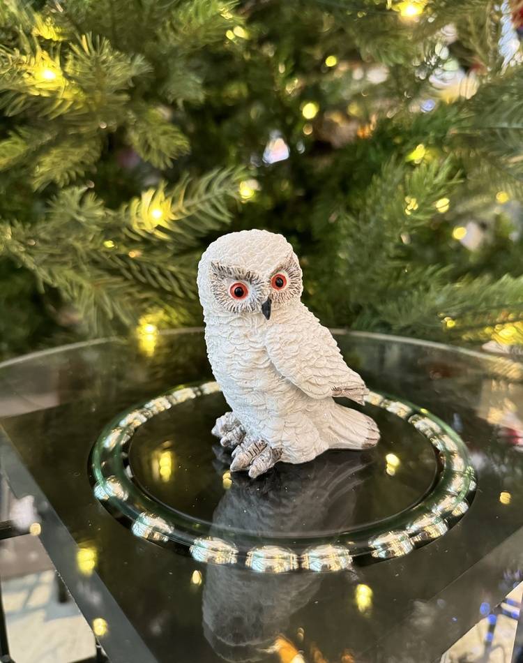 Snow owl, polyresin, white, asst. 7x8x5cm