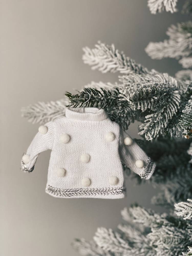 Christmas tree toy Decoration Knitted sweater, assorted, white, 21.5 cm