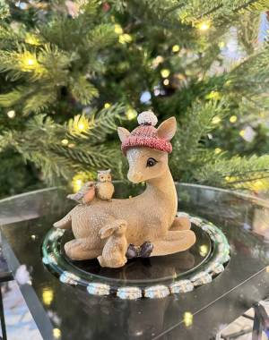 Deer lying, with glitter, brown, 10x10x5cm - flowers delivery Dubai