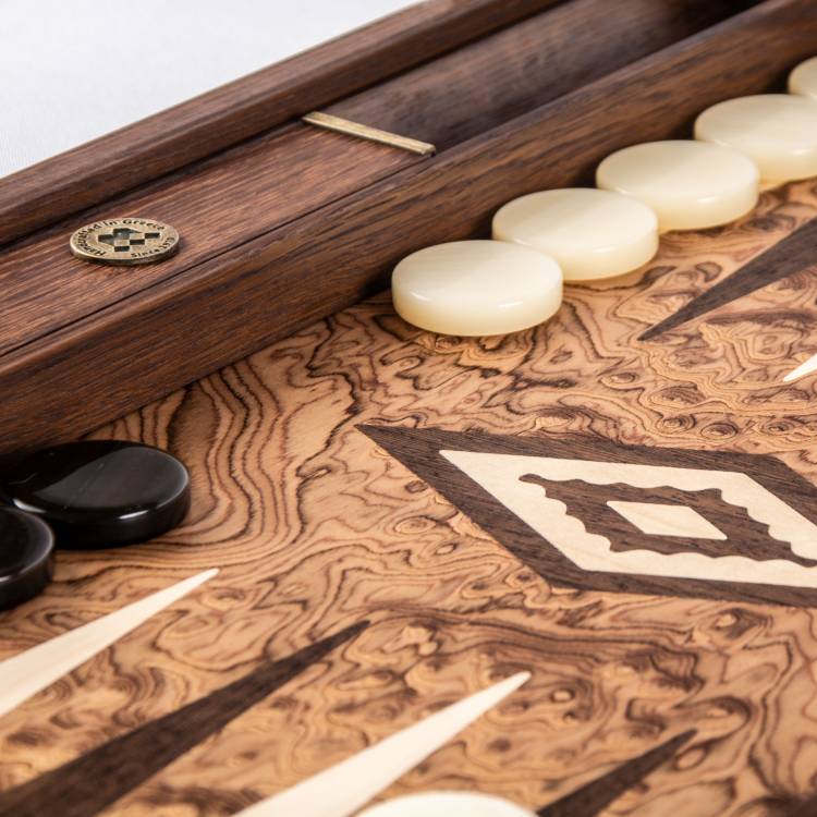 Handmade walnut backgammon with burl