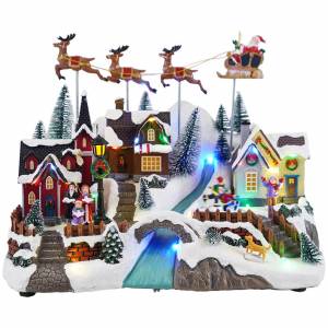 Village Flying Sleigh Anim, ice rink, LED & Music - flowers delivery Dubai