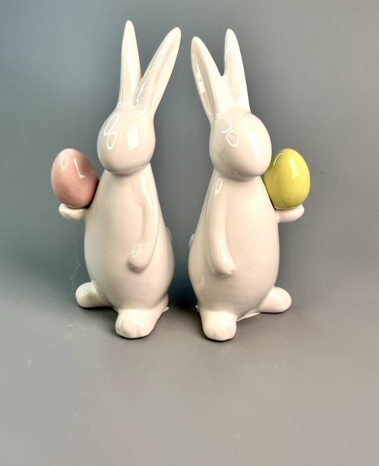 Bunny with egg ceramic white 7*19*8 cm