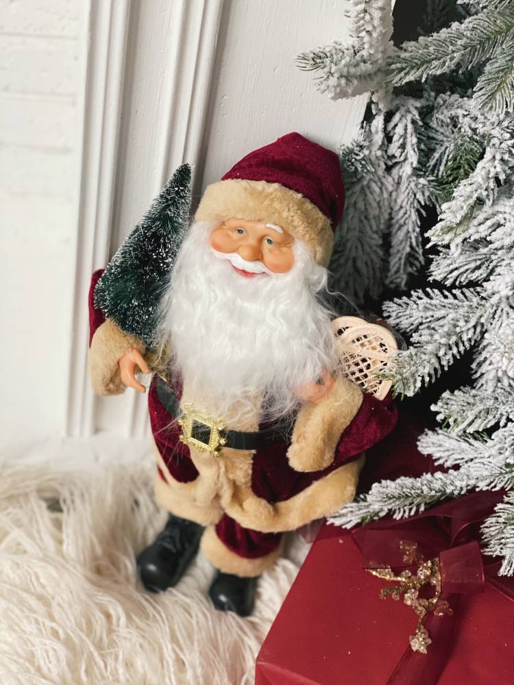 Santa stands in assortment. of 3, red -40 cm.