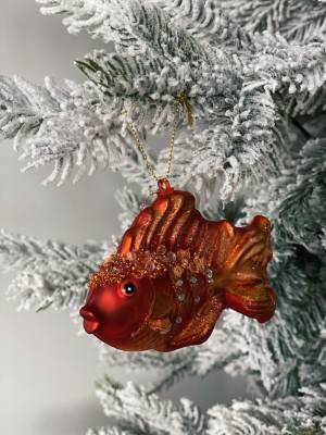 Christmas tree toy Glass goldfish, 11 cm - flowers delivery Dubai