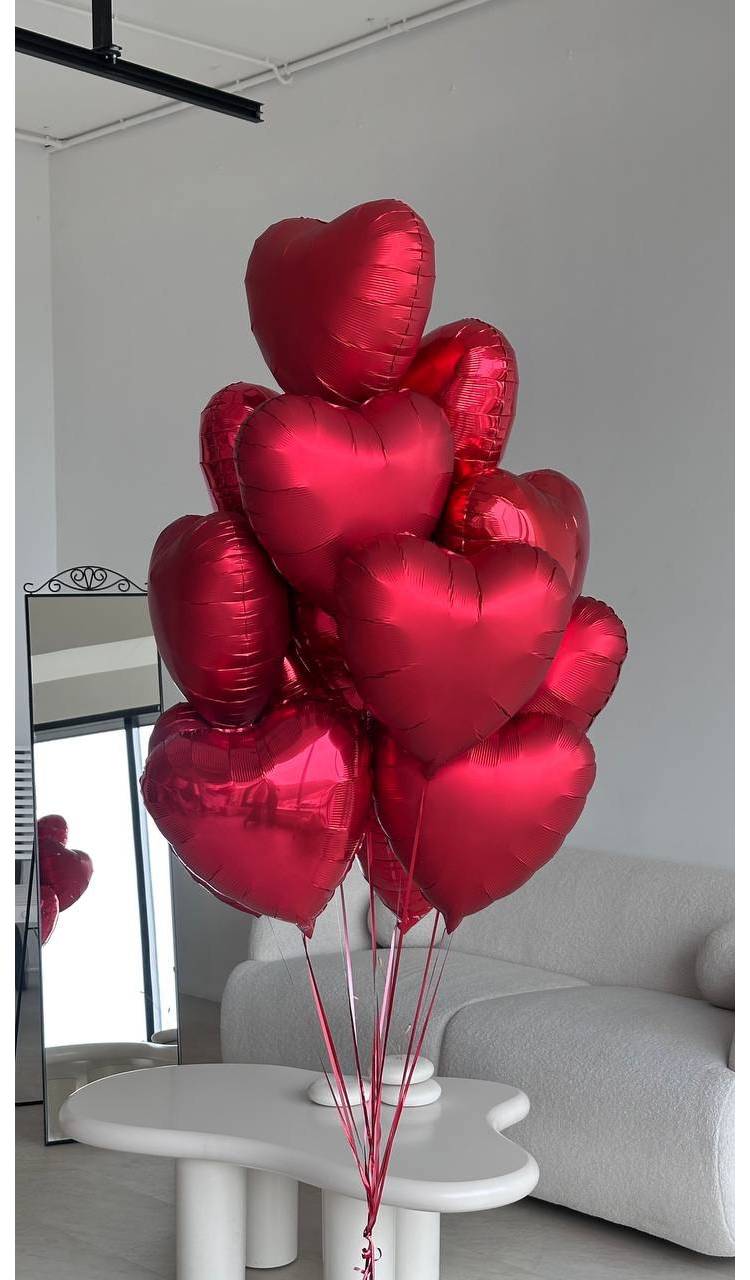 set of heart balloons