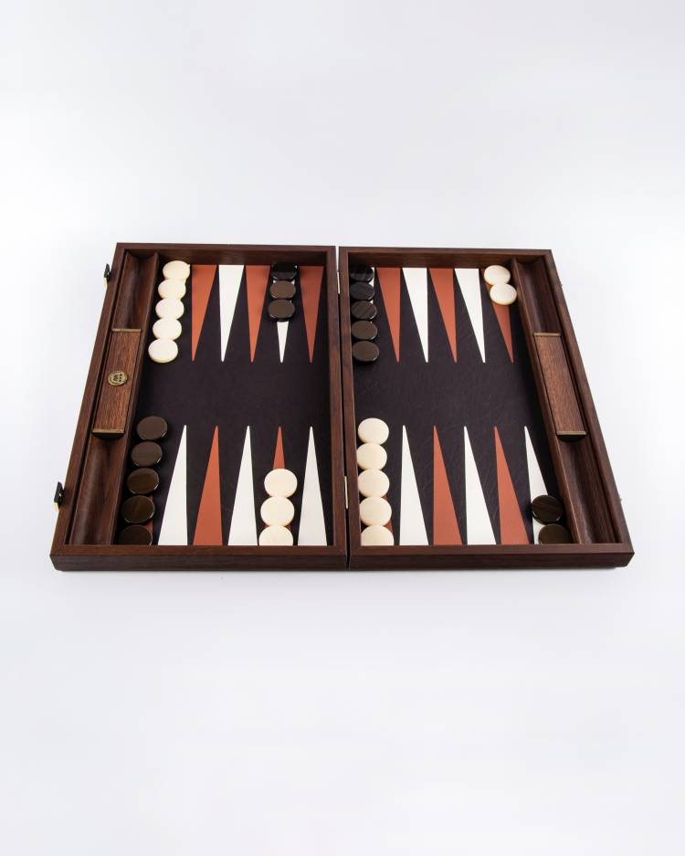 Backgammon handcrafted in brown crocodile leather