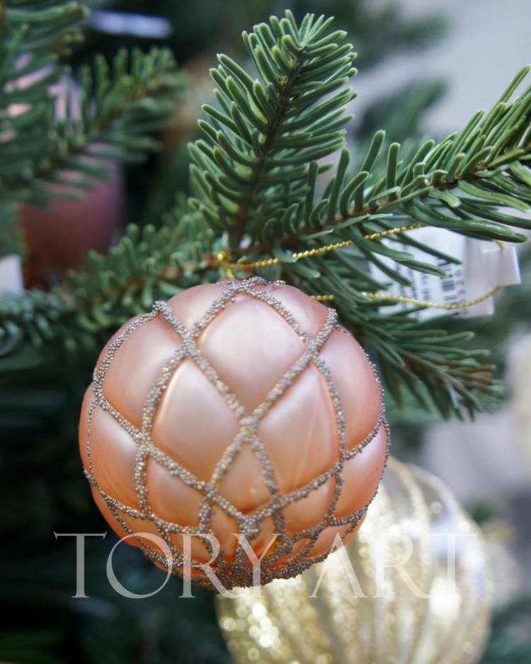 Christmas tree toy Ball velvet brown, 6cm