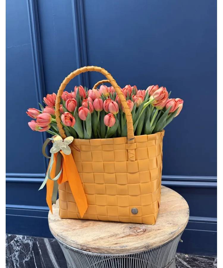 101 peony orange tulips in a bag