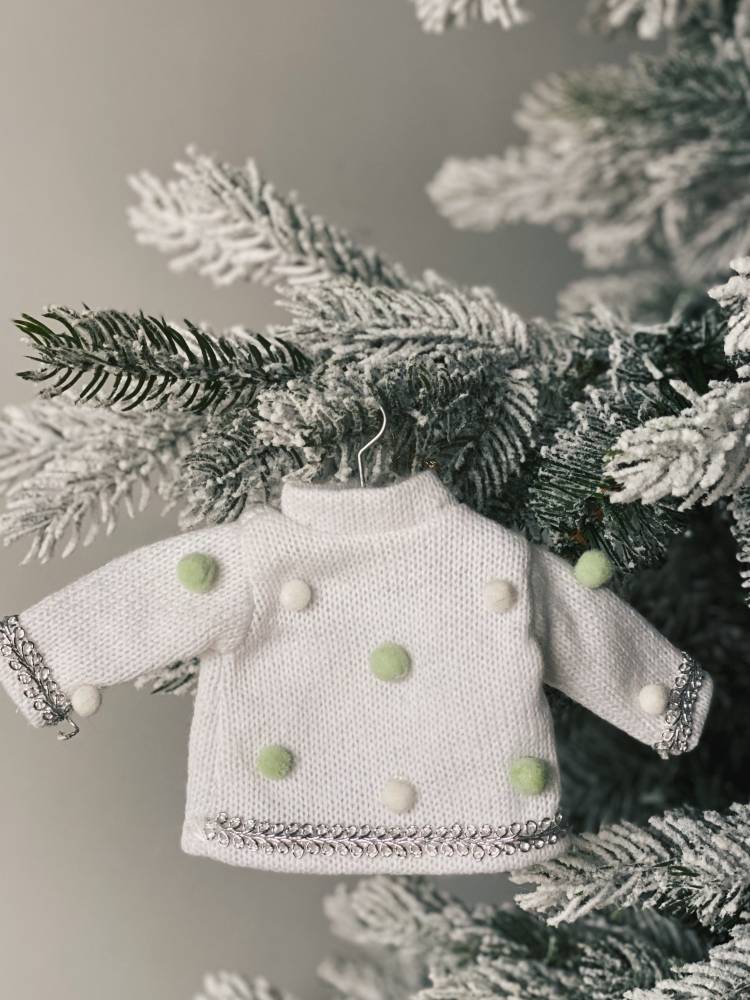 Christmas tree toy Decoration Knitted sweater, assorted, white, 21.5 cm