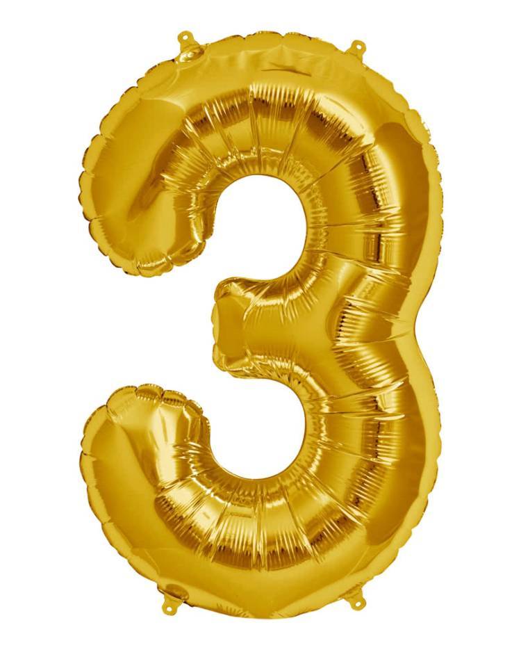 Gold Giant Foil Number Balloon - 3