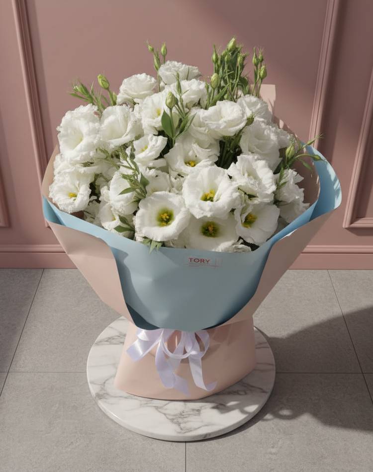 Bouquet of 15 white eustomes