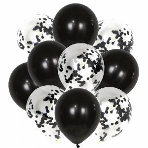 Set of Black Confetti balloons - flowers delivery Dubai